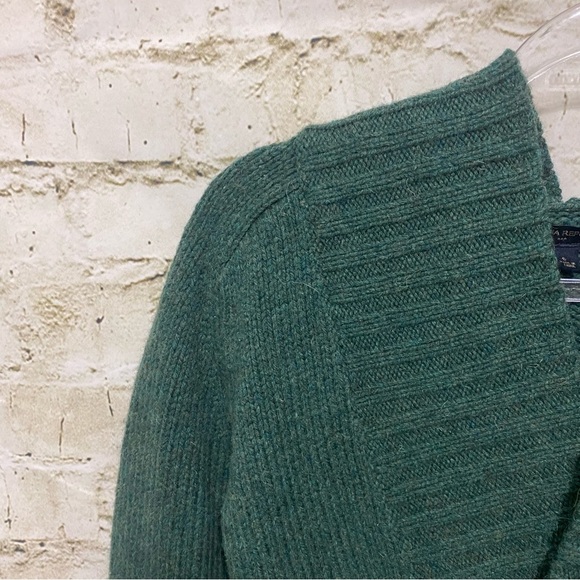 Banana Republic Green Lambs Wool Blend Hooded V Neck Sweater - Picture 3 of 6